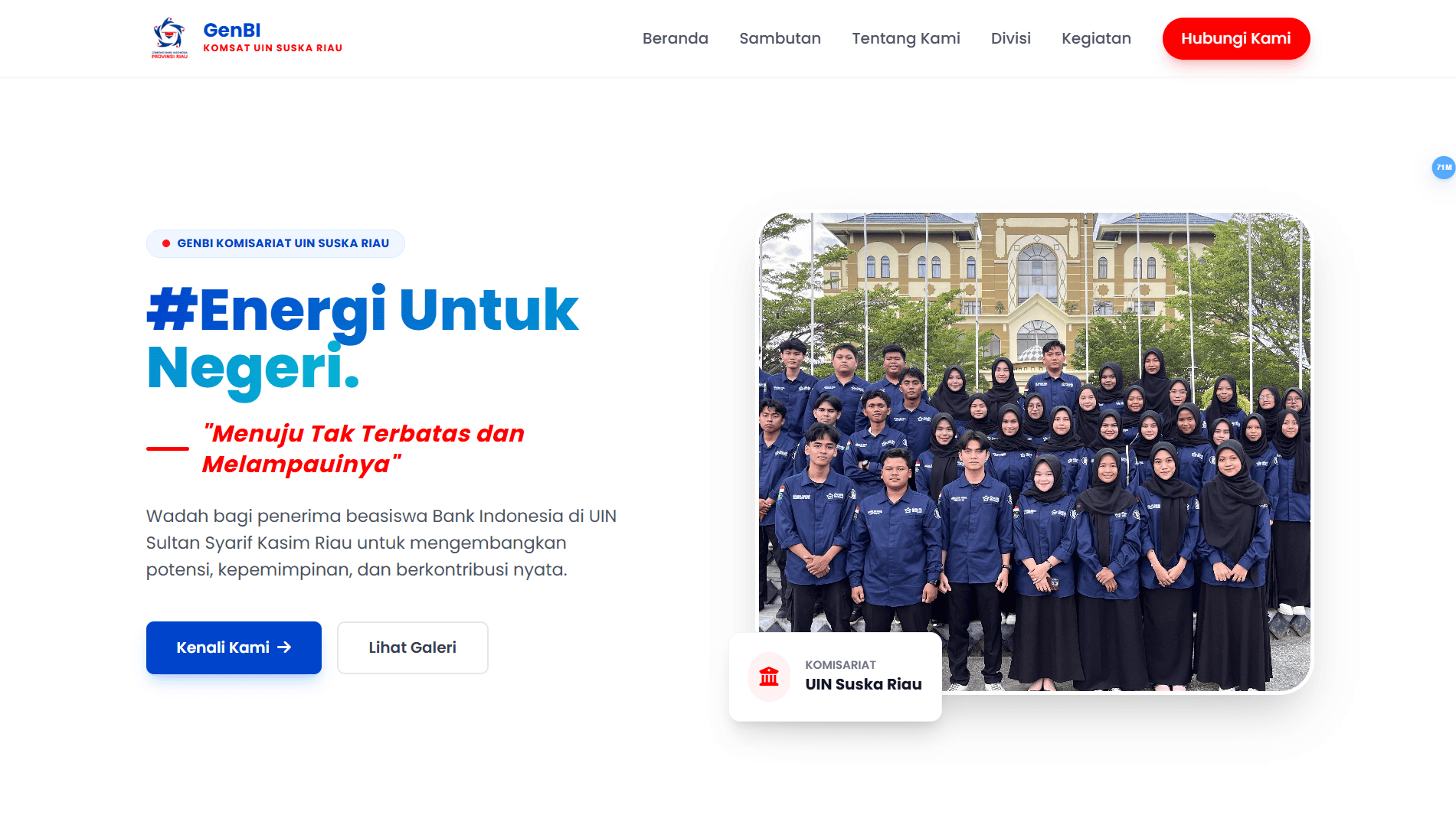 GenBI UIN Suska Riau Website screenshot 1