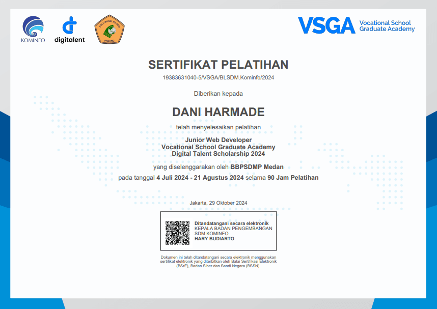 Junior Web Developer - Bootcamp certificate